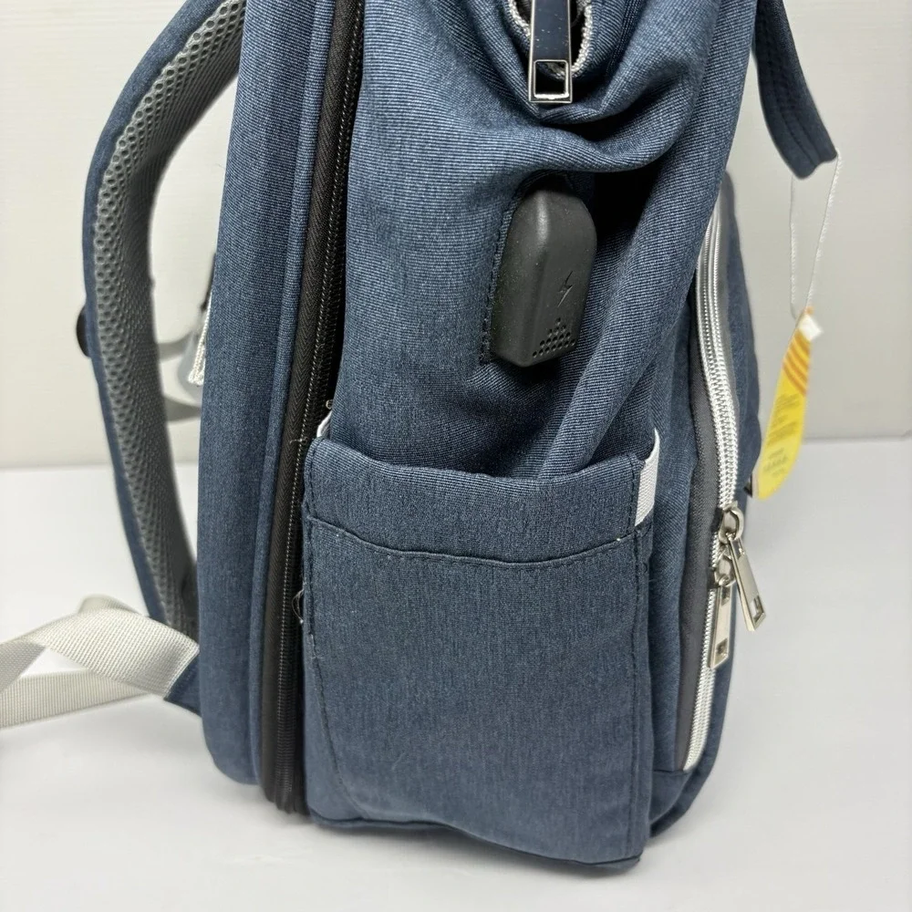 WBDRIM Diaper Bag Backpack Foldable Baby Bed Changing Station Blue Gray - Picture 5 of 8